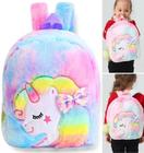 Mochila Com Alça Infantil Meninas Unicórnio Pelúcia - Bela Import