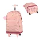 Mochila com Carrinho Barbie Rosa com Poa Luxcel