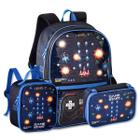 Mochila com Lancheira e Estojo Video Game c Luzes Kit Infantil Gamer - Clio