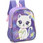 Mochila Costas Infantil Escolar Menina Gata Cindy Roxo Luxcel