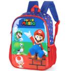 Mochila Costas Infantil Menino Super Mario Azul Vermelho Luxcel