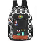 Mochila Costas Infantil Menino Super Mario Bros Preto Branco Luxcel