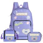 Mochila Costas Stitch Disney Lancheira Estojo Box Escolar