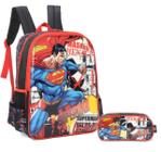 Mochila Costas Superman E Estojo Escolar DC Casual Infantil