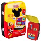 Mochila De Atividades Infantil Mickey 2 em 1 Vermelho e Preto com Canetinhas e Acessórios Multikids BR1587