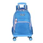 Mochila De Carrinho Escolar Infantil Stitch Azul Rodinha 360 - Luxcel