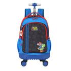 Mochila De Carrinho Escolar Infantil Super Mario Preto C Rodinha 360 - Luxcel