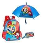 Mochila de Costa Luccas Neto + estojo + Guarda Chuva com Apito