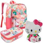 Mochila de Costas com Estojo e Boneca Hello Kitty Cereja