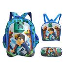 Mochila De Costas Com Lancheira E Estojo Minecraft GV Bolsas