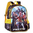 Mochila de Costas Escolar Gamer Free Fire com Capuz Preto