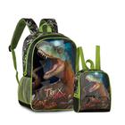 Mochila De Costas Escolar + Lancheira Térmica - Dinossauro T-Rex - Clio