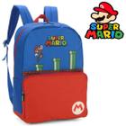 Mochila de Costas Escolar Super Mario Bros Masculino Azul - Luxcel