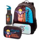 Mochila De Costas + Estojo Box + Garrafa Naruto Ninja Run