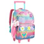 Mochila De Rodinha Escolar Infantil Juvenil Menina Feminina Arco-iris Rosa