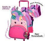 Mochila de Rodinha Infantil Unicórnios Bolsa Escolar Meninas