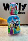 Mochila de rodinhas 3D Maxtoy princesas com rodas triplas e lancheira