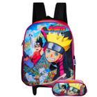 Kit Mochila Costas Estojo Menino Menina Boruto Naruto Hinata