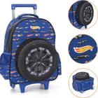 Mochila de Rodinhas Escolar 3D Hot Wheels Carrinho Roda Infantil Menino Reforçada Luxcel Azul