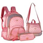 Mochila de Rodinhas Estojo e Lancheira Rosa Sweet Queen Clio