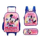 Mochila de Rodinhas G com Alça + Lancheira + Estojo Duplo Minnie 2024