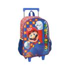 Mochila de Rodinhas Infantil Escolar Super Mario Vermelha, Luxcel 