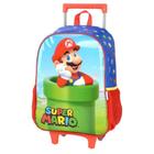 Mochila de Rodinhas Infantil Super Mario, Azul Luxcel