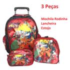 Mochila de Rodinhas Personagens 3 Peças com Lancheira e Estojo Escolar Menino ou Menina