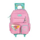 Mochila de Rodinhas Sem Alça Luxcel Up4You Pompom Rosa