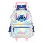 Mochila De Rodinhas Stitch Prata Holografica Luxcel