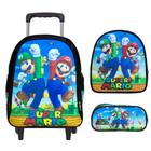 Mochila Escola Infantil Mario Bross Rodinha Lancheira+Estojo - TOYS 2U