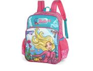 Mochila Escolar Barbie Gd 3 Bolsos Turquesa