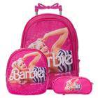 Mochila Escolar Barbie Rodas Com Lancheira Infantil 