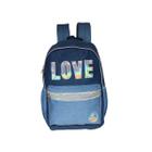 Mochila Escolar Bolsa Feminina Glitter Purpurina Love Denlex