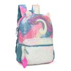 Mochila Escolar Com Glitter E Pingente Bolso Frontal UP4YOU