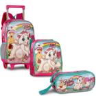 Mochila Escolar Com Lancheira Térmica E Estojo Infantil De Rodinhas Para Meninas Gatinha Nini Clio Style