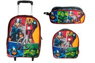 Mochila Escolar Com Rodas Kit Completa Infantil VINGADORES