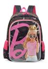 Mochila Escolar Costas Barbie Preta E Rosa Com Luz Infantil - Luxcel