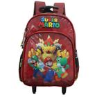 Mochila Escolar De Rodinhas 2 Bolsos Super Mario Infantil