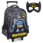 Mochila Escolar de Rodinhas 3D Batman Luxcel Preto + Máscara