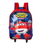 Mochila Escolar De Rodinhas Avião Super Wings Infantil Jett Vermelho