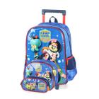 Mochila Escolar De Rodinhas Infantil + Lancheira + Estojo Bob Esponja