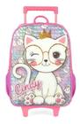 Mochila Escolar De Rodinhas Menina Gatinha Cindy Luxcel