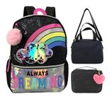 Mochila Escolar Feminina + Lancheira Térmica + Estojo Svg