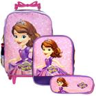 Mochila Escolar Feminina Reforçada Rodinha Princesa Sofia