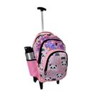 Mochila Escolar Feminina Rodinhas Panda Rosa Resistente