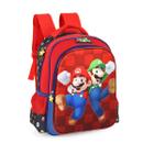 Mochila Escolar Grande Com Alça Regulável Super Mario Bros 4 Bolsos PU Com Chaveiros UP4YOU