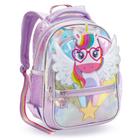 Mochila Escolar Holografica Unicornio Asas Menina Costas 5 Bolsos Creche