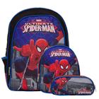 Mochila Escolar Homem Aranha Costas Kit Lancheira+Estojo