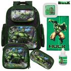 Mochila Escolar Incrivel Hulk Preta e Itens Toys 2U